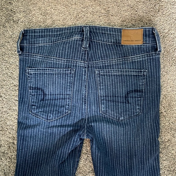 Blue Stripped High Rise Cropped Jeggings - Picture 3 of 4